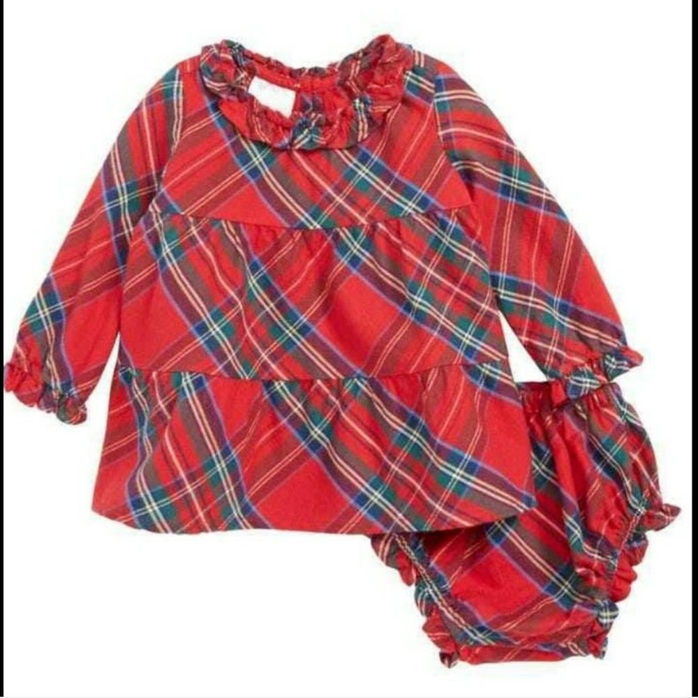 Vineyard Vines | Baby Girls Tartan Flannel Dress & Bloomers | Size 3-6 Months